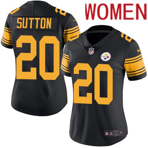 Women Pittsburgh Steelers 20 Cameron Sutton Nike Black Vapor Limited Rush NFL Jersey
